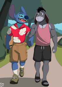 Stitch and Eeyore's Walk in the Park (Commission) by KingDorkster