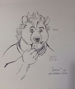 Inktober #1- Apple (Featuring Churchill) by Churchill