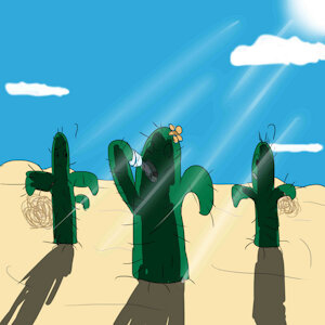 INKTOBER 2026 - DAY 4 -THIRSTY AS A CACTUS..WAIT WHAT NOW? (PROMPT:CACTUS) by SankasRedPanda