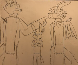 Maleficent and Torch arguing over Allay by KJWolfArtist