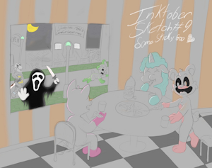 Girls Night! Inktober Sketch #9 by SomeStickyGoo