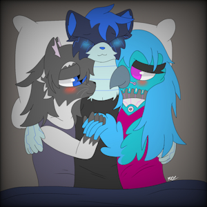 Cat, bird and ferret polyamory by CozyHug