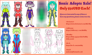 October Sonic Adopts For Sale: Only $30USD Each by MelSky