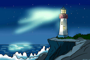 INKTOBER 2026 - DAY 22 - BEACON BY THE SEA (PROMPT:BEACON) by SankasRedPanda