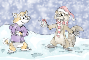 Narf and Glitch christmas by narfraccoon
