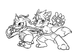 MuneGabumon and Inari ready to throw down! by C0nnerC00n