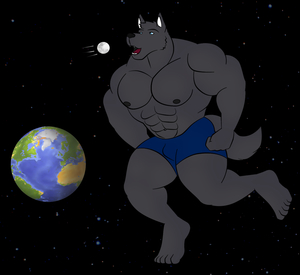 Woulfe fetches the moon by FunrirWoulfe