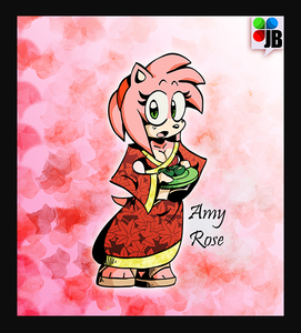Mobian Chicks in kimonos - Amy Rose by BlueBreed