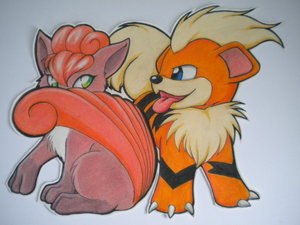 Vulpix and Growlithe by GothicKitty3