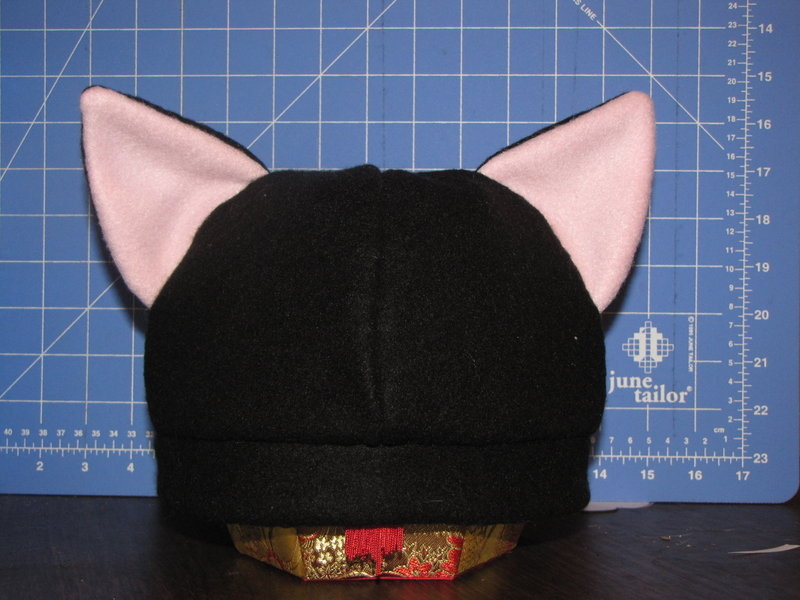 Black Kitty Hat with Pink Ears by DragonGoddess