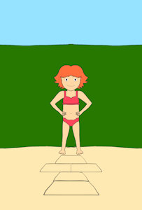 Ponyo playing sand hopscotch on the beach by TheFurryTree