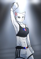 Duchess Bonfamille-O'Malley by Scoobky - cat, female, white, boxing, ko