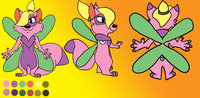 Maybe's ref sheet. by Kazi - female, fluffy alien thingy with deelybobbers