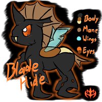 Blade Hide by SlashDread - male, reference sheet, changeling