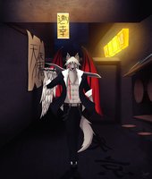 Scaire!!! by fireblack6661 - dark, male solo, wolf winged
