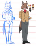 Wallace by TomLad - sketch, male, coyote, suit, k9, whiskey, ascot