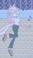 Introducing Dana the Skunk by BananaPantsParade - female, beach, headphones, skunk, rain, storm, listening to music, dana, penitatas, dana the skunk