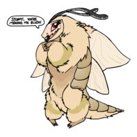 Moff the Moth by gnull - male, anthro, blush, wings, red eyes, antennae, moth, male/solo, serrated muzzle, plate armour, silk moth, moff, natural armour