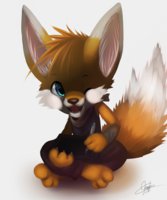 Drawing time by Hirousan - big ears, fox, male, sitting, fennec, draw, drawing, pen, happy, sit, fennec fox, tablet, big tail, fennec foxes, hirou-san, hirousan