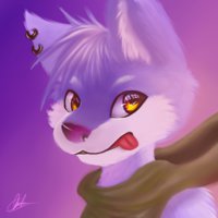 Shin by Hirousan - dog, male, purple, anthro, furry, tongue out, canid, earrings, anthropomorphic, bites, artwork (digital), hirou-san, hirousan