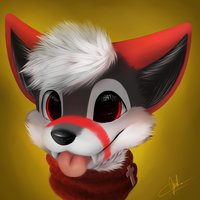 Shade Saber by Hirousan - wolf, male, scarf, anthro, furry, tongue out, canid, sabertooth, anthropomorphic, hirou-san, hirousan