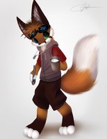 Milk Time by Hirousan - big ears, fox, male, milk, anthro, furry, goggles, tag, fennec fox, anthropomorphic, big tail, spoon fox, hirou-san, hirousan