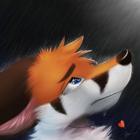 Rainy Day by Hirousan - fox, male, fennec, anthro, love, rain, sad, furry, necklace, canid, fennec fox, anthropomorphic, anthromorphic, artwork (digital), hirou-san, hirousan