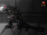 Todoza the Scavenger by SlashDread - male, post apocalyptic, water monitor, varanus salvator