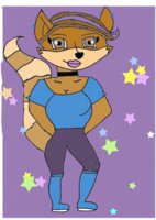Cece Cooper by SnowyJeleciaHusky - female, raccoon, anthro, stars, redpanda, brains, sly cooper, snowy husky