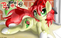 (OC) Beetle the Earth Pony by Navanastra - cute, female, horse, equine, adorable, character sheet, pony, wall, filly, oc, dumpster, mammal, my little pony, mlp, beetle, alley, cap, 90's, original character, bugs, ladybug, young teen, sexy pose, alleyway, fim, earth pony, back alley, cute pose, my little pony:friendship is magic, young girl, little beetle