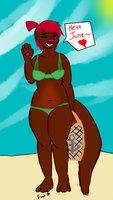 Ruby Violet by AetherOuranos - female, beach, otter, mustelid, swimsuit, mustelidae, sfw