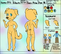 Maxwell Isaac Alexander by KairiBunny - dog, male, reference sheet, ref, ref sheet, earrings, golden retriever, moogie, kairibunny