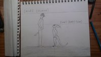 David in his Human and Bonded form. by Questionable - dragon, male, size difference, human, redfox
