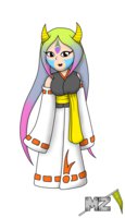 Uoko Yamahachi Bio by metalzaki - female, kimono, oni, undead, humanoid, character profile, uoko yamahachi, oni horns, facal markings
