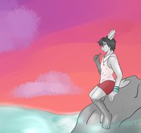 Anchors and DeepTalk by blackbunnyxwhitebunny - male, rabbit, sea, ocean, solo, pansexual