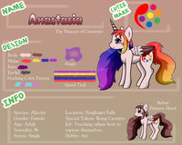 Princess Anastasia Reference by WetFox - female, reference sheet, oc, princess, alicorn pony