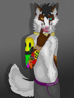 Happy Boy by TheFunkyMutt - male, oc, happy, vulpine, marble fox, hella gay