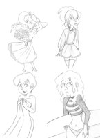 Brittany sketches by tinycon - female, dress, sexy, surf, flowers, rodent, alvin, chipmunks, sketches, chipmunk, chipettes, surf board, alvin and the chipmunks, brittany miller, brittany, wet hair, bikkini