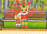 Shimajiro. First Kiss. (with the background.) by Ruzik222 - female, male, shimajiro, sakurako