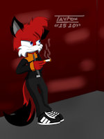 Tayilor by IsmaCat18 - fox, male, smoke, solo, standing, mobian
