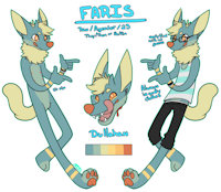 Faris by W3S - dog, hybrid, fursona, ref sheet, agender