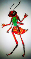 Myra the Leafcutter Ant by V0xP0puli - red, girl, female, anthro, black, brown, bug, insect, ant, leafcutter ant