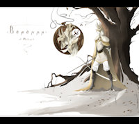 Berenna of Matarah by Raysh - sword, male, tree, anthro, blade, snow, creature, art, design, character, amulet, winter, concept, prince, medallion, yaraga