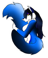 Midnight Fox by PoisonousVixen - sketch, fox, female, tail, lineart, vixen, hug, bored, poisonousvixen, wp