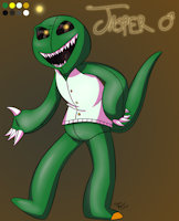 Jasper by Starrbar - male, green, claws, oc, doll, jasper, sharp teeth, original character, sewn, animatronic, justice roulette, darkworld 3