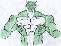 Random dragon guy by rocknetto - dragon, male, muscle, muscular, reptile, muscular male