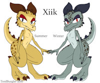 Xiik Character Sheet by TerdBurgler - nude, female, tail, character sheet, horns, scalie, kobold, spines