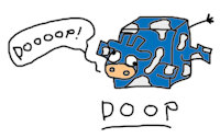 Doop - MEGA Craft - Monster by FloppyPony - cute, female, male, cow, blue, white, silly, funny, digital, art, bovine, color, black and white, coloured, colored, square, colour, derp, concept, concept art, artwork, no color, funny face, digital drawing, digitaldrawing, digitalartwork, digital artwork