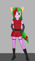 fb maiki by kadeathnas - wolf, male, gloves, dress, canine, girly, femboi, scar, pose, emo, solo, boots, femboy, multicolored hair, kadeathnas, maiki