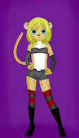 serith by kadeathnas - cub, feline, female, gloves, short, sexy, cheetah, boots, rocker, blonde hair, rock and roll, cousin, midriff, millionaire, kadeathnas, serith